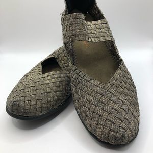 Bernie Mev Gold Stretchy Woven Shoes 39